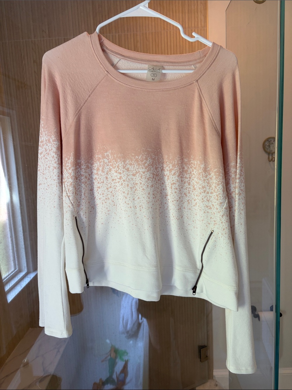 CALIA workout sweatshirt Cozy Dip-Dye Pink & White Pullover Sweatshirt
